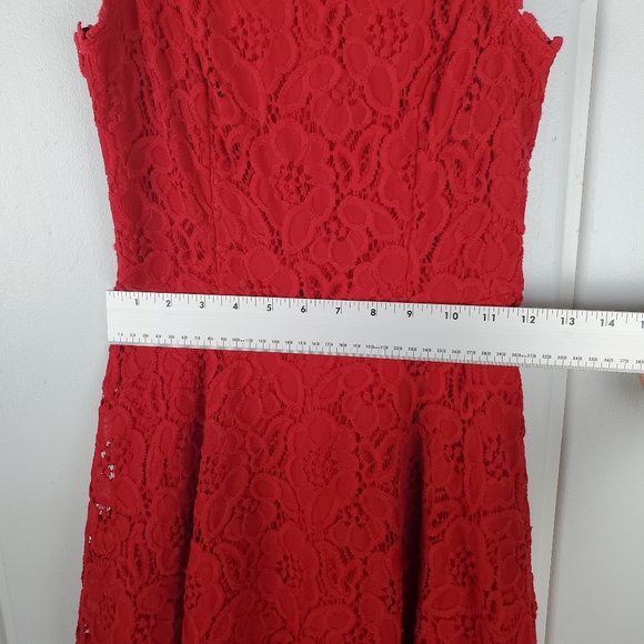 City Studio Juniors Fit & Flare Red Lace Mini Dress - Picture 9 of 10